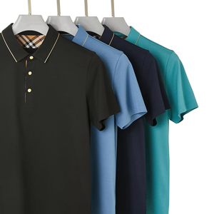 Polo T-shirt à manches courtes en coton doux, broderie de logo de marque de luxe, sans couture, anti-boulochage, design spécial - Product Image 1