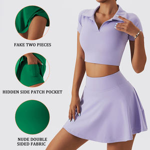 Новая настраиваемая Спортивная одежда для занятий спортом, удобная одежда для занятий фитнесом и йогой, теннисная юбка с высокой талией - Product Image 2