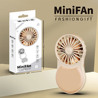 Ventilateur portable pliable USB à trois vitesses en plastique, idéal pour l'été, avec miroir de maquillage intégré
