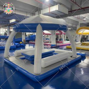 Phao nổi cao cấp Nowa Premium với lều PVC - Thảm tổ chức tiệc bể bơi, cầu tàu thể thao dưới nước & phao nghỉ ngơi dành cho người lớn - màu xanh dương - Product Image 5