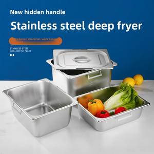 <span class=keywords><strong>Plateau</strong></span> rectangulaire en acier inoxydable 304 avec double poignée, boîte de rangement alimentaire approfondie, couvercle à rabat, impression personnalisée pour une utilisation en cuisine - Product Image 5