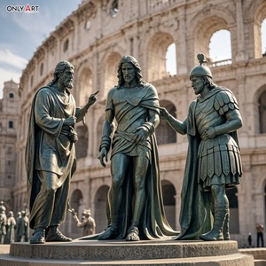 Famoso cristiano católico Metal latón tamaño real Jesús 14 estaciones escultura primera estación: <span class=keywords><strong>muerte</strong></span> Jesús condenó estatua de bronce - Product Image 1