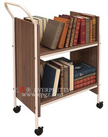 Meubles de bibliothèque scolaire de haute qualité, étagères à 2 niveaux, chariot métallique pour zone de bibliothèque, chariot mobile avec 4 roues