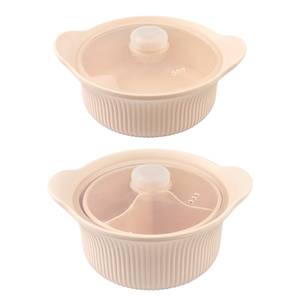 Vaporera de silicona con tapas, contenedor de almacenamiento de alimentos, olla vaporera para microondas con 3 compartimentos y asa - Product Image 1