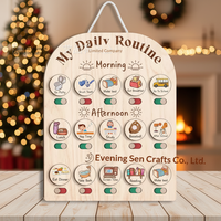 Tableau de Routine Quotidienne pour Enfants en Bois, Décoration et Jouet, Cadeau Personnalisé, Design Moderne et Simple, Vente Flash Transfrontalière
