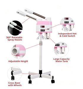 เครื่องอบไอน้ำหน้าแบบมืออาชีพ 3-in-1 ABS พร้อมสเปรย์ร้อนและเย็นคู่ โคมไฟ LED ขยายภาพ พร้อมฟังก์ชั่นเพิ่มความชุ่มชื้น สำหรับใช้ในร้านเสริมสวย - Product Image 6