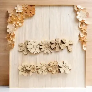 Mixed Flower And Wood Chip Polished Plywood Decoration Cut And Pasted Cutouts