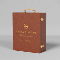 Boîte cadeau en cuir PU de luxe avec tiroir, boîte à champagne personnalisée avec emplacements pour verres à vin