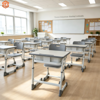 Ensemble de chaises et bureaux réglables en hauteur de type C pour les élèves du primaire et du secondaire, pour l'apprentissage et la formation à domicile