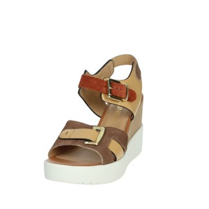 Sandali con zeppa 220750 Beige con punta aperta comoda fodera in vera pelle per estate traspirante con plateau con tacco piatto - Product Image 6