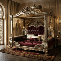Lit de luxe pour animaux de compagnie, canapé-lit pour chien en bois massif de style baroque, velours capitonné, mobilier design pour animaux de compagnie pour villa et hôtel