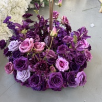 Décoration de table de mariage IFG, centre de table en fleurs artificielles de couleur violet foncé, candelabre de fleuriste
