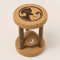 Juguete para Gatos de Corcho con Forma de Reloj de Arena, Bola de Madera Natural para Gatos de Interior, Juego Interactivo