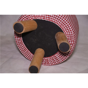Red And White Checkered <b>Stool</b> Solid Wood 30x30x30 Cm Soft <b>Seat</b> Home Ottoman Rustic Design - Product Image 4
