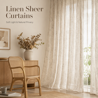 Tirai Linen Gauze Gaya Jepang untuk Kamar Tidur, Transparan, Anti Sinar UV, Ruang Tamu, Motif Kayu, Taman, Bunga, Dapat Disesuaikan