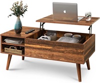 Table basse en bois avec rangement intégré et mécanisme hydraulique, moderne, réglable, multifonctionnelle, pour le salon