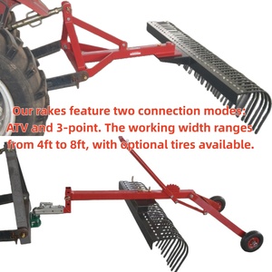 Râteau paysager en métal à remorquer pour VTT de 4 pieds pour le nivellement des pelouses, le ramassage des feuilles dans l'agriculture et le jardinage - Product Image 2