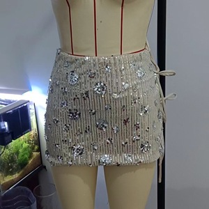 2026 Fashion Lady <strong>Sequin</strong> <strong>Skirt</strong>, Slim High Waist Lace up Side Split Mini <strong>Skirt</strong>, Sexy Nightclub Festival Party - Product Image 4
