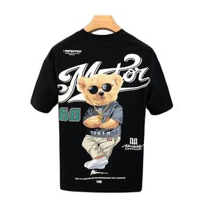 T-shirt a maniche corte con piccolo orso Cool per uomo di fascia alta marchio di <span class=keywords><strong>moda</strong></span> ampia girocollo <span class=keywords><strong>moda</strong></span> giovane stampa Underlay - Product Image 2