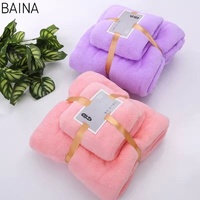 Vente en gros de kits de bain cheveux natation visage mains serviettes en microfibre serviette de bain en molleton corail