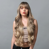 Perruque en fibre résistante à la chaleur extra longue de 34 pouces perruque synthétique bouclée à grandes couches dorées cheveux bouclés mats haute densité