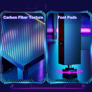 Escritorio Gamer con Luces LED RGB Ajustables Personalizadas, <span class=keywords><strong>Mesa</strong></span> de Computadora para Juegos de PC de Metal y Madera con Superficie de Carbono y Portavasos - Product Image 3