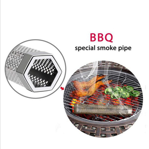 Tube fumoir hexagonal rond en acier inoxydable 304 pour <span class=keywords><strong>barbecue</strong></span>, générateur de fumée froide et chaude de 5 heures pour Traeger <span class=keywords><strong>Weber</strong></span> Grill - Product Image 5
