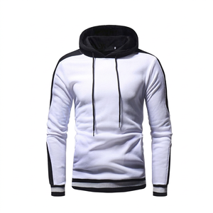 Sweat-shirt à capuche unisexe blanc en polaire, coupe classique, en polyester tricoté, décontracté, hiver, couleur unie, avec poches, respirant, séchage rapide - Product Image 1
