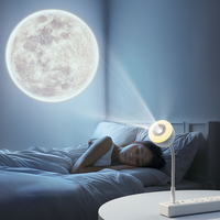 IBN Nuevo Mini Proyector USB ABS, Lámpara Inteligente con Control por Voz, Lámpara de Ambiente Plegable para Dormitorio, Lámpara Luna, Luz Nocturna