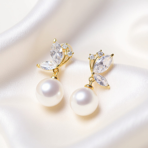 E2754 Orecchini Pendenti in Cristallo Placcati Oro a Forma di Fiore, Gioielli Classici da Sposa per Donne - Product Image 2