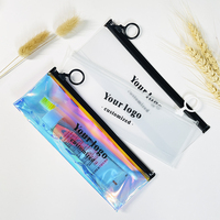 Vente en gros Kit de voyage en PVC Sac d'emballage brosse à dents en plastique Sac holographique de luxe pochettes de maquillage Transparent PVC sac cosmétique