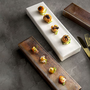 Vaisselle en grès pour Restaurant, plateau en céramique japonais, plateau à Dessert en porcelaine Oblong, autre vaisselle - Product Image 4