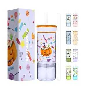 Wholesale BPA free personalized children Tritan bottles water bottle set logo plastic kids water bottle with snack cup