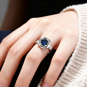 Luxe Moissanite Sieraden Blauwe Stenen Cluster Ronde D Kleur 1 Ct Diamant Verloving Moissanite Ringen - Product Image 4