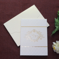 Motifs créatifs Deboss Feuille d'or de luxe LOGO personnalisé et détails de texte et cartes RSVP Couverture rigide Invitations avec enveloppe
