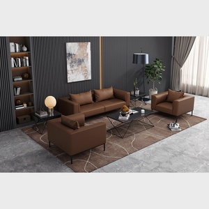 Conjunto de Sofás de Oficina de Cuero PU de Diseño Moderno Personalizado para Tres Personas, Elegante y Cómodo para Aplicaciones en Villas, Talleres y Centros Comerciales - Product Image 1