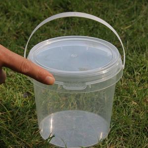 Seau en plastique rond transparent recyclable PP écologique non toxique de qualité alimentaire avec poignées et couvercles pour confitures et cornichons - Product Image 3