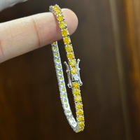Bijoux de mode, bracelet tennis en moissanite de couleur 3 mm, 4 mm, 5 mm, 1 ct, argent 925, accessoires de luxe pour femmes et hommes