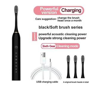 แปรงสีฟัน X3 แบบชาร์จไฟได้ IPX7 สำหรับผู้ใหญ่ 4 ชิ้น ขนแปรงนุ่ม 5 โหมด โซนิค ชาร์จไร้สาย คู่รัก ปรับแต่งได้ - Product Image 4