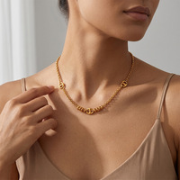 Nouveauté 2026 Collier Demi-luxe à fermoir double D en forme de nez de cochon, Chaîne en bambou plaqué or 18 carats, Polyvalent et Élégant