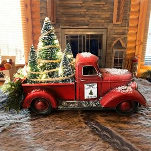Red Farm Truck Christmas <b>Tree</b> Resin Ornament Lighted Hanging Decor For Holiday Display - Product Image 1