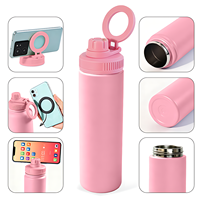 Bouteille d'eau en acier inoxydable à double paroi de 22 oz avec support magnétique pour téléphone, isolée sous vide, anti-fuite, gourde de sport et de voyage OEM