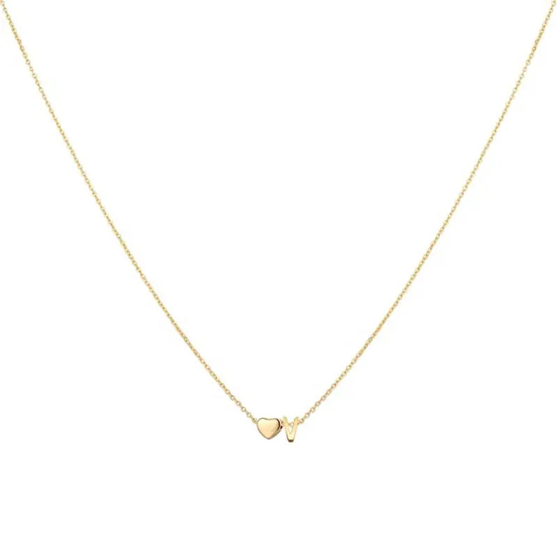 Initial Heart Necklace 18K Gold Plated Stainless Steel Heart Letter Necklace Personalized Monogram Necklace for Women Girl