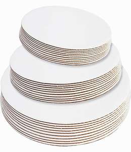 Papan Alas Kue Sekali Pakai dari Karton Bergelombang Putih, Diameter 8, 10, 12 Inci, Bentuk Bulat, Nampan Kue Sekali Pakai - Product Image 1