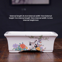 Vente chaude de pots à fleurs en porcelaine émaillée rectangulaires créatifs de style chinois Bonsai avec trou de drainage, résistants aux intempéries pour une utilisation au sol dans le jardin