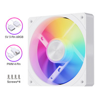 Ventilateur de boîtier PC SNOWMAN BS120-ARGB-WH 120mm blanc ARGB, débit d'air élevé 76.8CFM, roulement hydraulique PWM, synchronisation 5V 3 broches, vente en gros