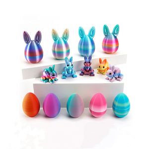 Juguete Flexible Articulado de Conejo Impreso en 3D, Decoración de Pascua para el Hogar y la Oficina, Relleno para Cestas de Pascua, Mini Conejo de Seda con Orejas y Huevo - Product Image 1
