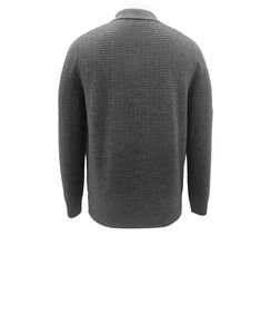 Men's Dark Gray Zip Up <b>Cardigan</b> <b>Sweater</b> Crew Neck Knitted Pullover Long Sleeve Winter Knitwear - Product Image 2