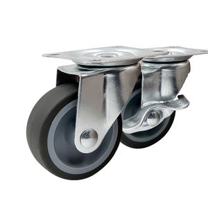 Rodízios giratórios para móveis de reposição de 2 polegadas 50mm sem rolamento <span class=keywords><strong>industrial</strong></span> TPR roda rodízio com freio lateral preto - Product Image 4