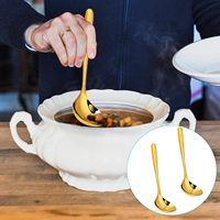 Louche à soupe de 20,5 cm en acier inoxydable poli miroir, écologique, moderne et luxueuse, à manche long et épais, pour la maison et les plats chauds